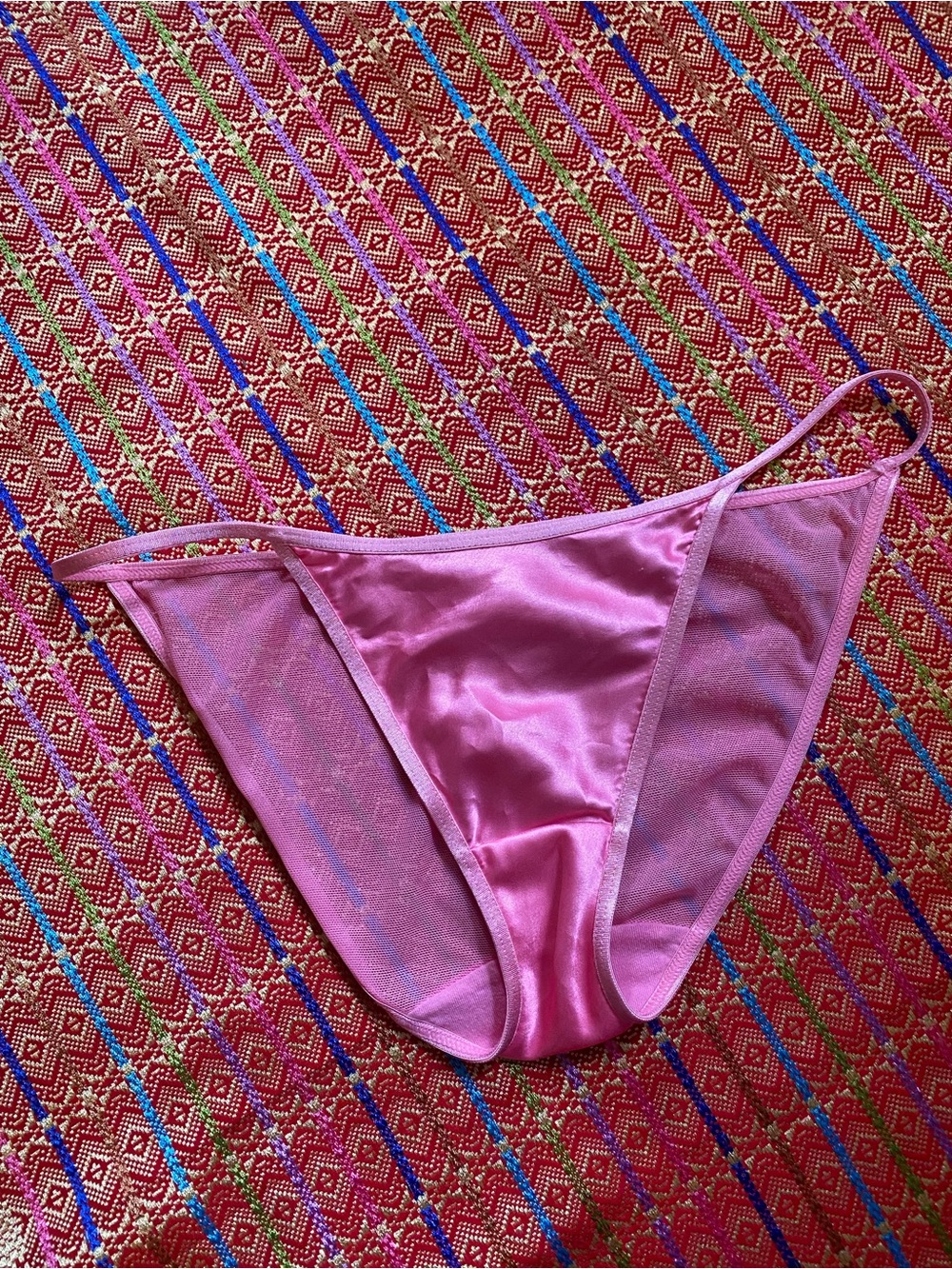 vintage sexy bubble gum pink sheer and satin panties small